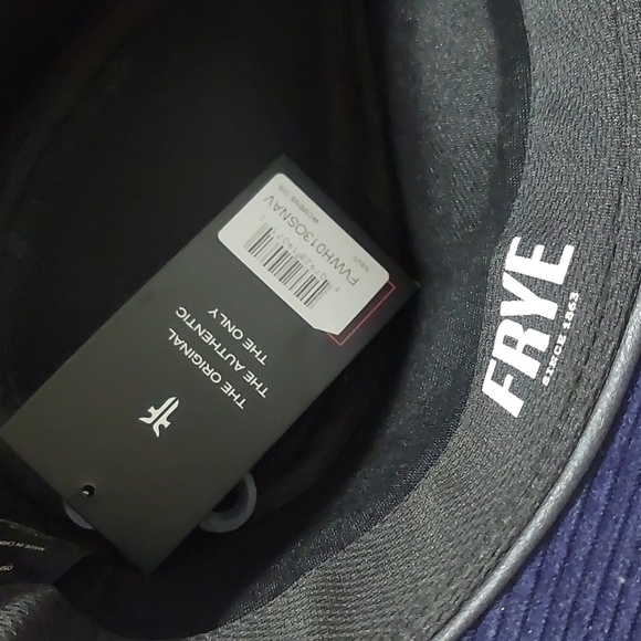 FRYE Navy Corduroy Western Hat with Black Studded Band - Picture 4 of 5